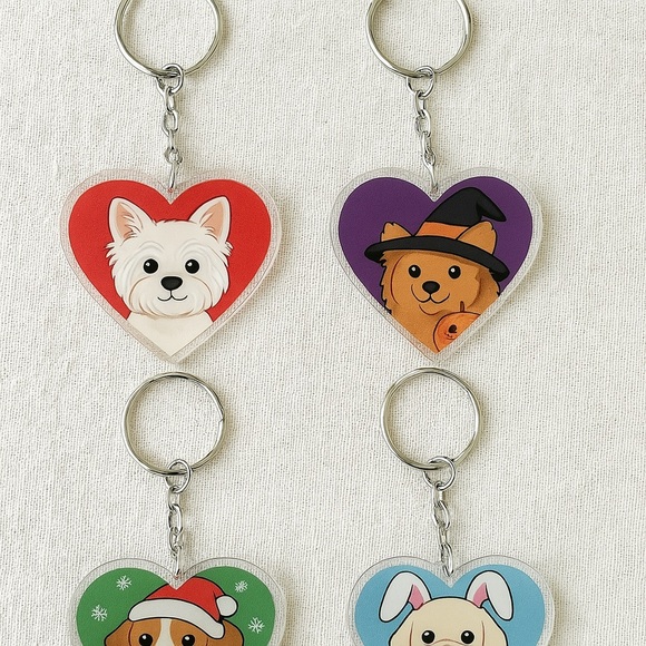 Custom Dog/Cat Heart Keychains – Variety of Breeds & Holiday Themes - Picture 4 of 8